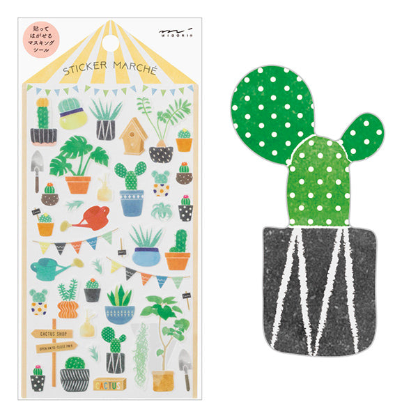 Midori Sticker 2377 Marché Cactus — front view