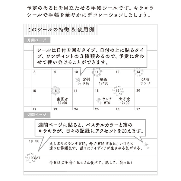 Midori Sticker Date Twinkling Pastel — in use