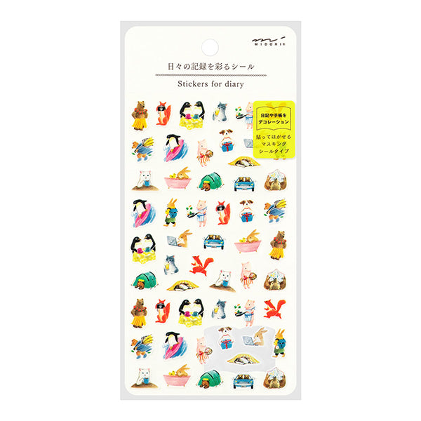 Midori Sticker Daily Records Animal Scenes, Midori, Sticker, midori-sticker-daily-records-animal-scenes, , Cityluxe