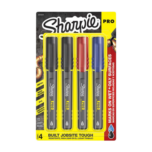 Load image into Gallery viewer, Sharpie Pro Permanent Marker Set of 4 (for Wet &amp; Oily Surface), Sharpie, Marker, sharpie-pro-permanent-marker-set-of-4-for-wet-oily-surface, Black, Blue, Multicolour, Red, Cityluxe
