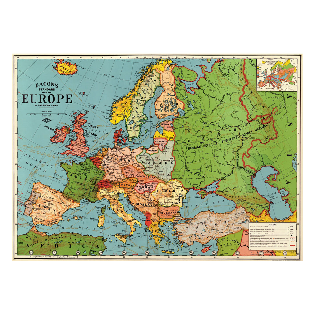 Cavallini Wrapping Paper Europe Map 3, Cavallini, Wrapping Paper, cavallini-wrapping-paper-europe-map-3, , Cityluxe