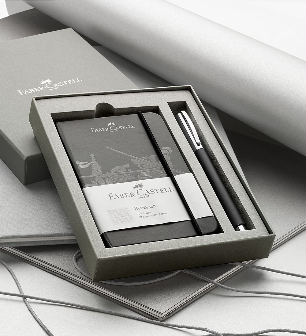 Faber-Castell Ambition Resin Ballpoint Pen Black Promo Set With Notebook, Faber-Castell, Ballpoint Pen, faber-castell-ambition-resin-ballpoint-pen-black-promo-set-with-notebook, Black, can be engraved, Fine Writing, Cityluxe