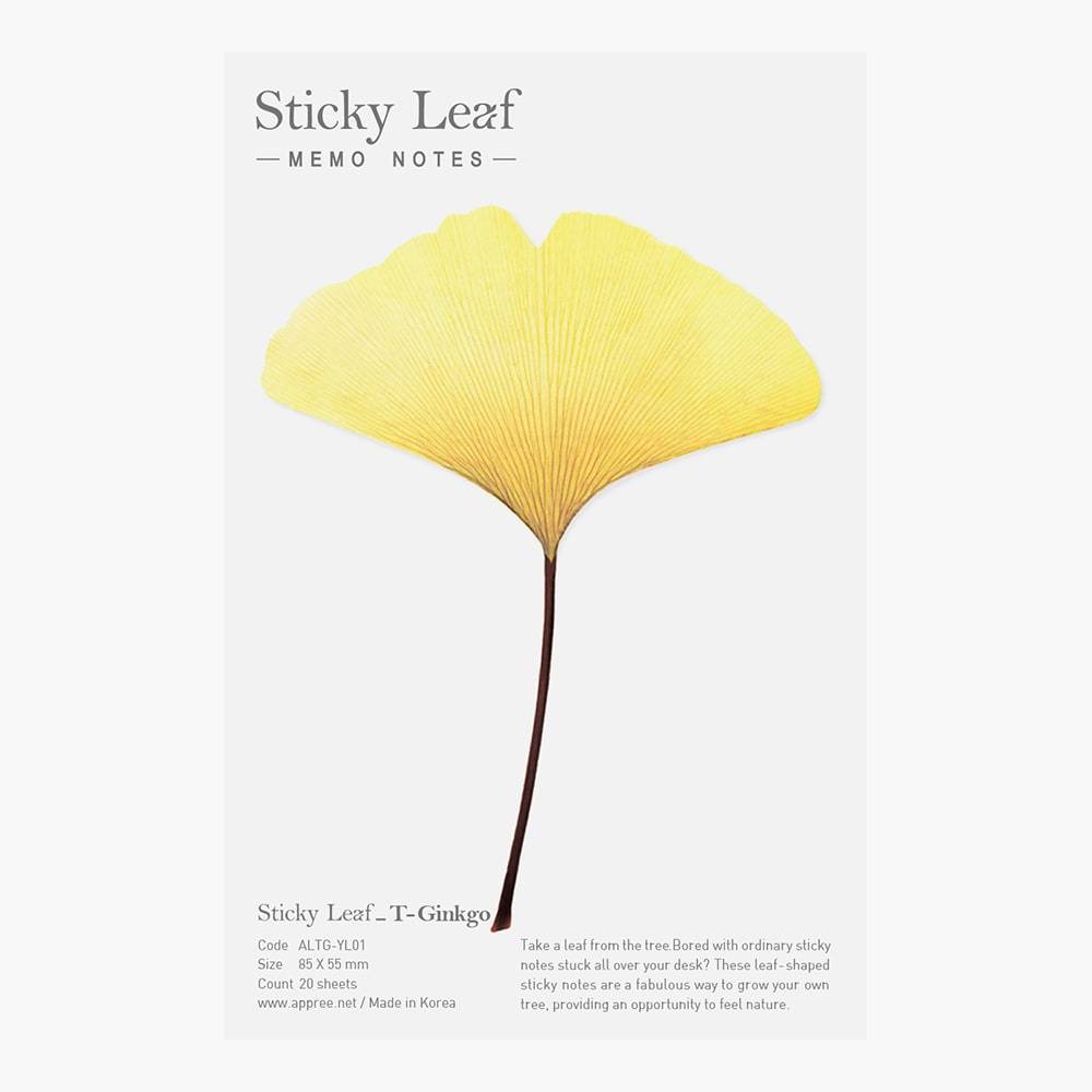 Appree Sticky Leaf Tracing Ginkgo Yellow M, Appree, Sticky Memo, appree-sticky-leaf-tracing-ginkgo-yellow-m, , Cityluxe