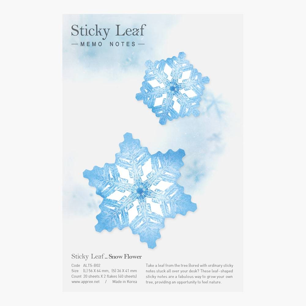 Appree Sticky Leaf Tracing Snow Flower Blue M, Appree, Sticky Memo, appree-sticky-leaf-tracing-snow-flower-blue-m, , Cityluxe