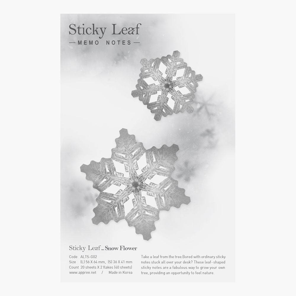 Appree Sticky Leaf Tracing Snow Flower Gray M, Appree, Sticky Memo, appree-sticky-leaf-tracing-snow-flower-gray-m, , Cityluxe