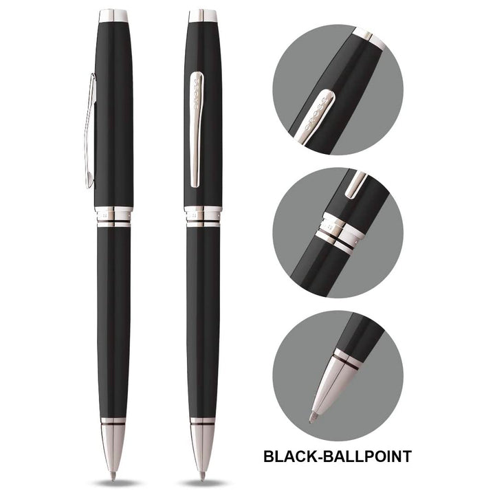 Cross Coventry Black Lacquer Ballpoint Pen — writing at an angle