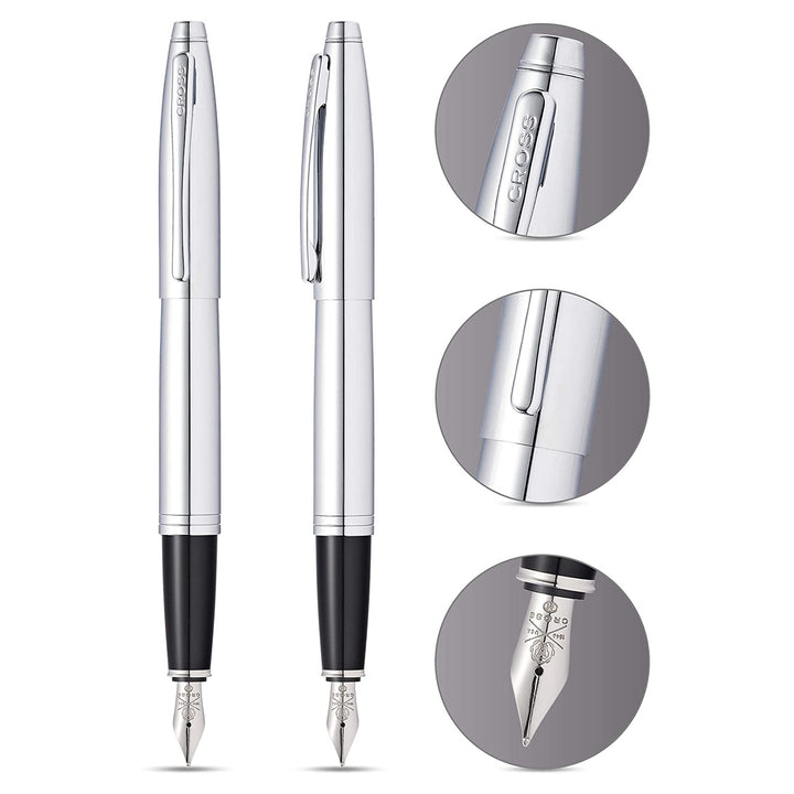 Cross Calias Polished Chrome Fountain Pen Gift Box, Cross, Fountain Pen, cross-calias-polished-chrome-fountain-pen-gift-box, , Cityluxe