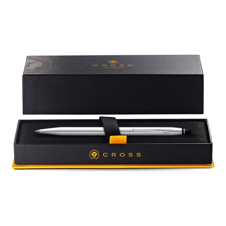 Cross Click Lustrious Chrome Ballpoint Pen — writing at an angle