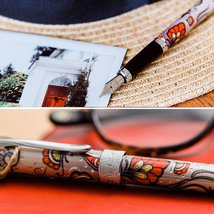Cross Botanica Red Hummingbird Vine Fountain Pen — writing at an angle