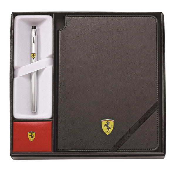 Load image into Gallery viewer, Cross Century II Ferrari Polished Chrome Rollerball Pen with Journal, Cross, Gift Set, cross-century-ii-ferrari-polished-chrome-rollerball-pen-with-journal, , Cityluxe
