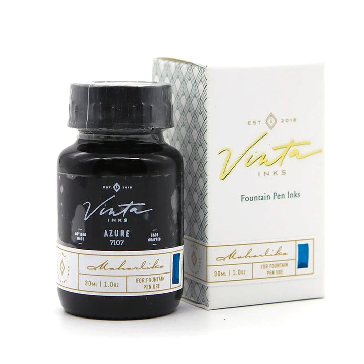 Vinta Inks 30ml Ink Bottle Azure (Maharlika 7107), Vinta Inks, Ink Bottle, vinta-inks-30ml-ink-bottle-azure-maharlika-7107, Blue, Grey, Inktober22, sheening, Cityluxe