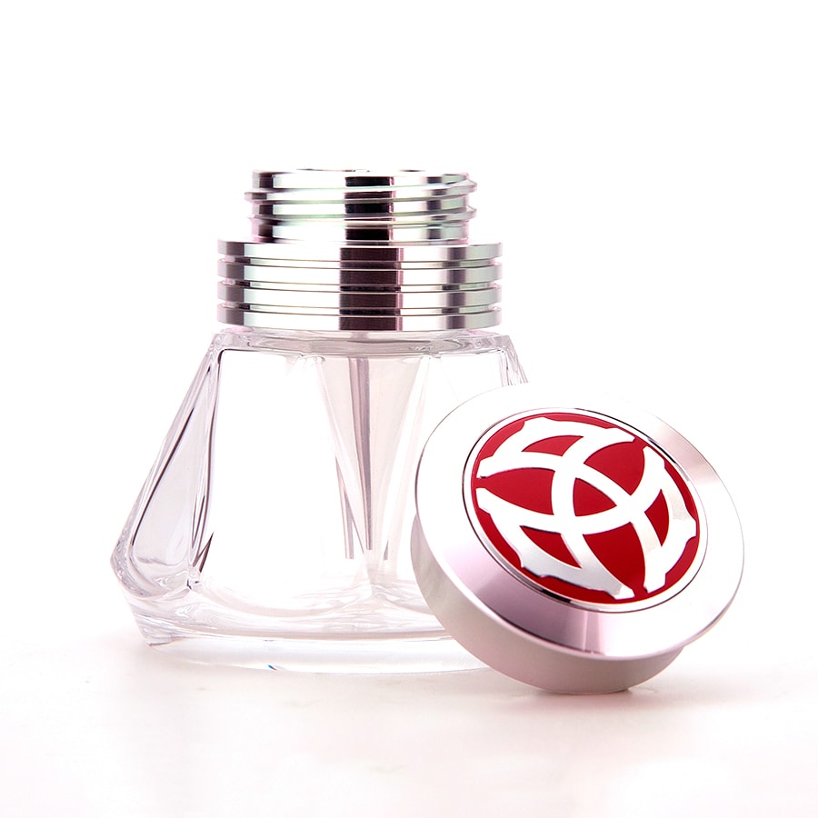TWSBI Diamond 50 ink bottle, Polished AL — bottle at angle