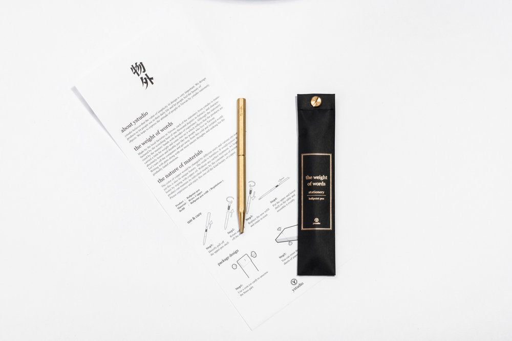 Ystudio Classic Revolve-Slim Ballpoint Pen - Brass — engraving example