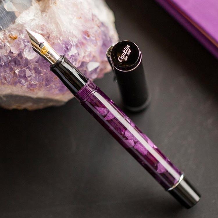 Conklin Duragraph Fountain Pen Purple Nights — barrel detail