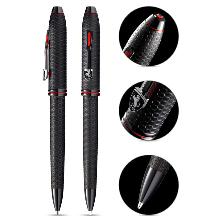 Cross Ferrari Townsend Ballpoint Pen - Brushed Black Etched Honeycomb — tip detail