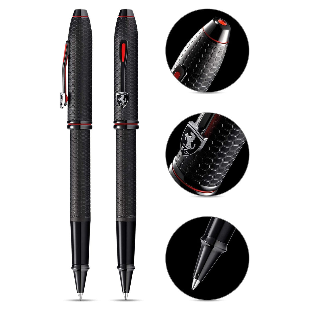 Cross Townsend Ferrari Brushed Black Etched Honeycomb Rollerball Pen, Cross, Rollerball Pen, cross-townsend-ferrari-brushed-black-etched-honeycomb-rollerball-pen, , Cityluxe