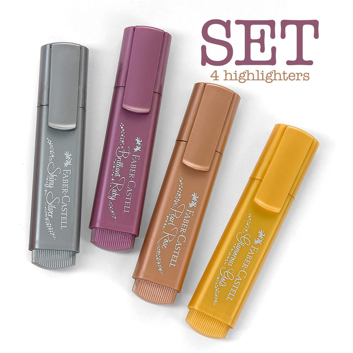 Faber-Castell Highlighter TL 46 Metallic Set of 4 — with packaging