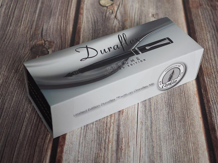 Conklin Duraflex Limited Edition Fountain Pen (Flex Nib) Chrome, Conklin, Fountain Pen, conklin-duraflex-limited-edition-fountain-pen-flex-nib-chrome, bLACK, Bullet Journalist, can be engraved, Pen Lovers, Cityluxe