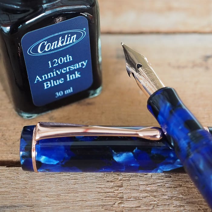 Conklin Duraflex 120th Anniversary Fountain Pen (Rose Gold Flex Nib) — barrel detail