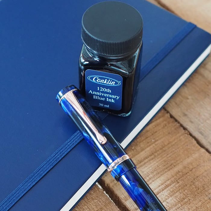 Conklin Duraflex 120th Anniversary Fountain Pen (Rose Gold Flex Nib) — engraving example