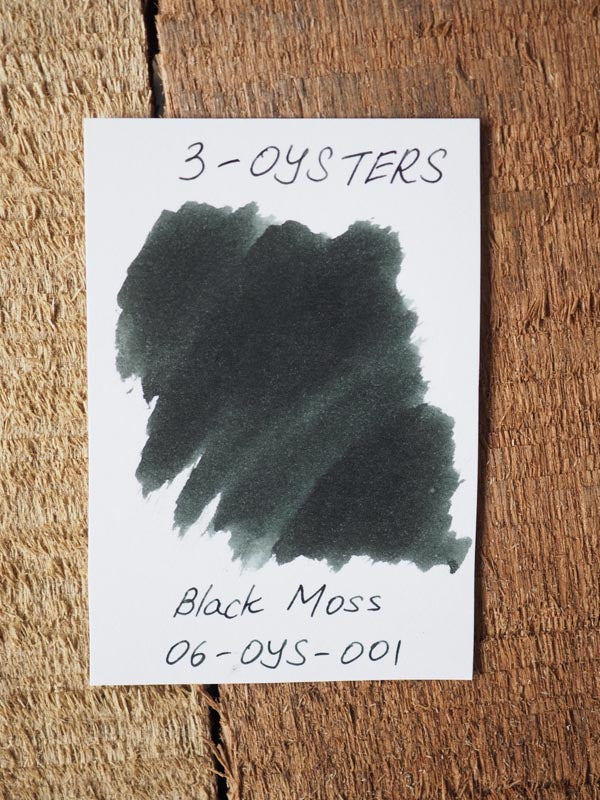 3 Oysters Delicious 38ml Ink Bottle Black Moss — label detail