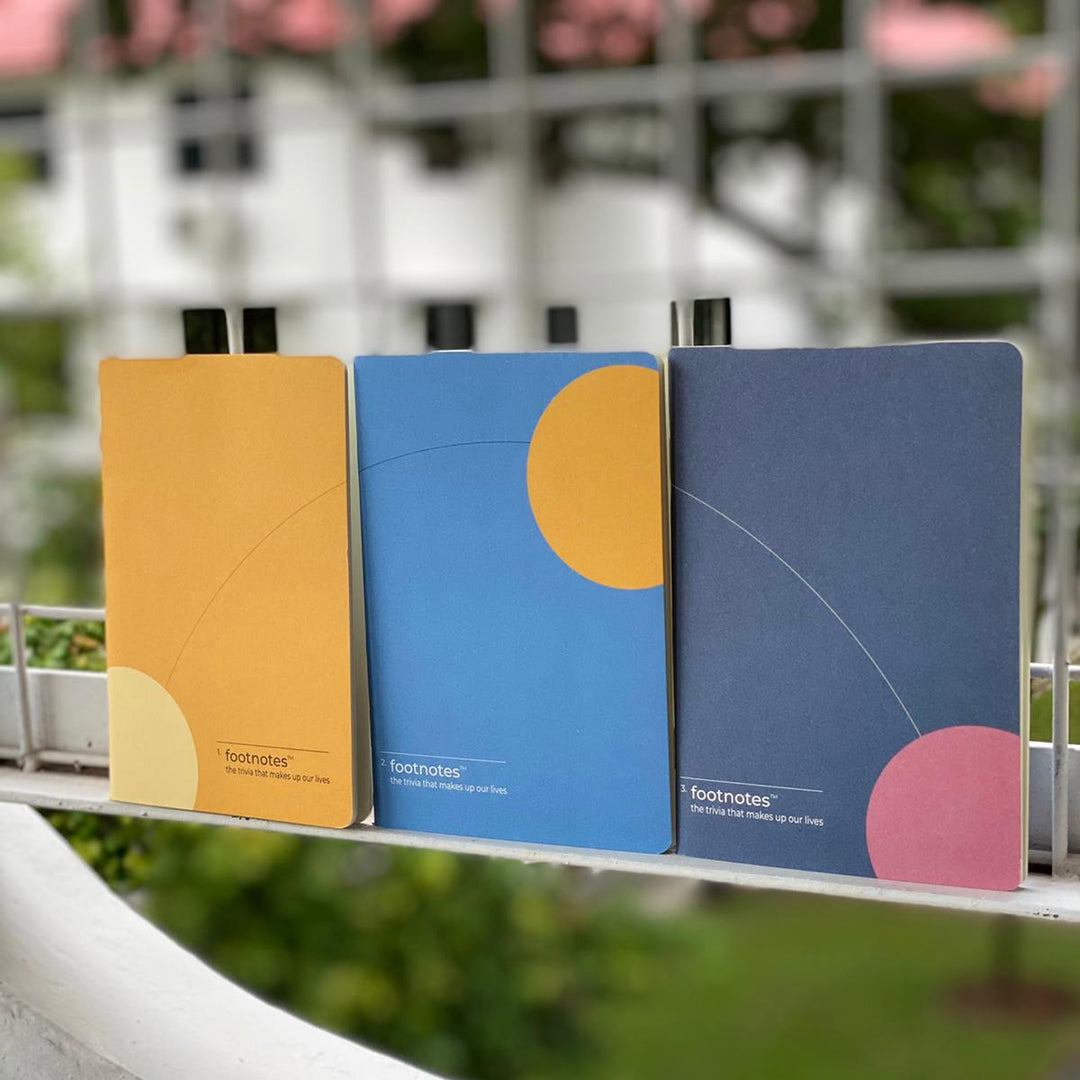 footnotes Notebook Set of 3 It Is Only After Noon, footnotes, Notebook, footnotes-notebook-set-of-3-it-is-only-after-noon, Blank, Multicolour, Cityluxe