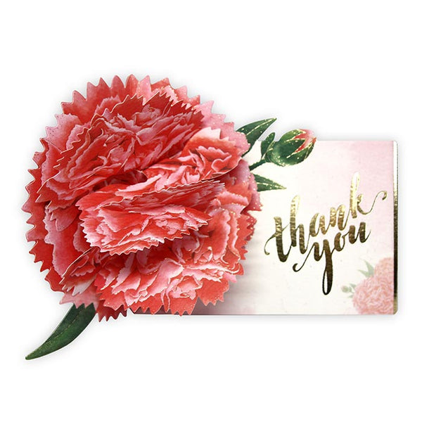 D'Won 3D Pop Up Card Thank You Carnation Red — front view