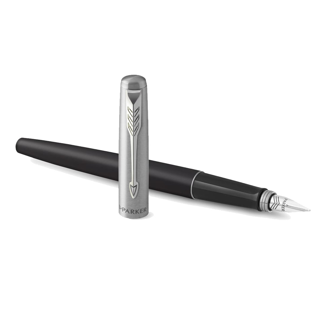Parker Jotter Bond Street Black CT Fountain Pen — writing at an angle