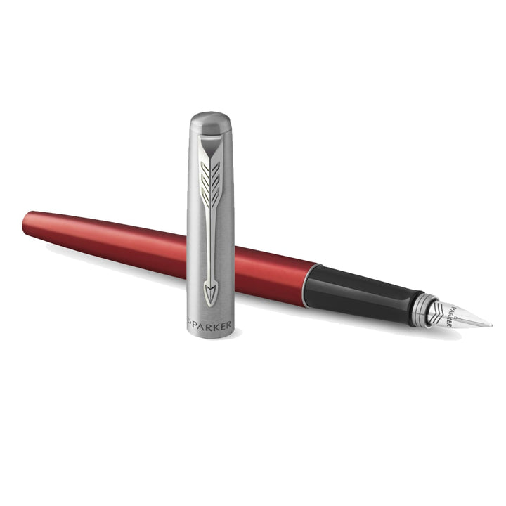 Parker Jotter Kensington Red CT Fountain Pen — writing at an angle