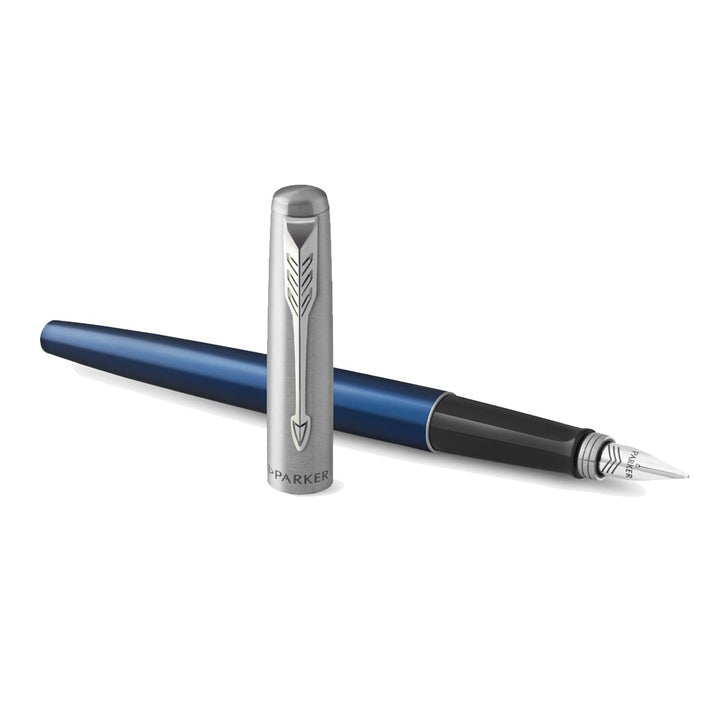 Parker Jotter Royal Blue CT Fountain Pen — writing at an angle