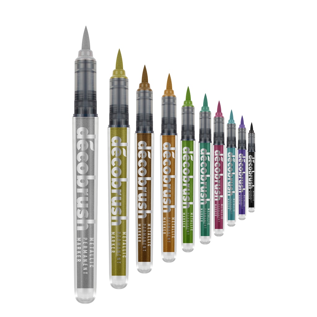 Karin DécoBrush Metallic Set of 10, Karin, Brush Pen, karin-decobrush-metallic-set-of-10, Multicolour, Cityluxe