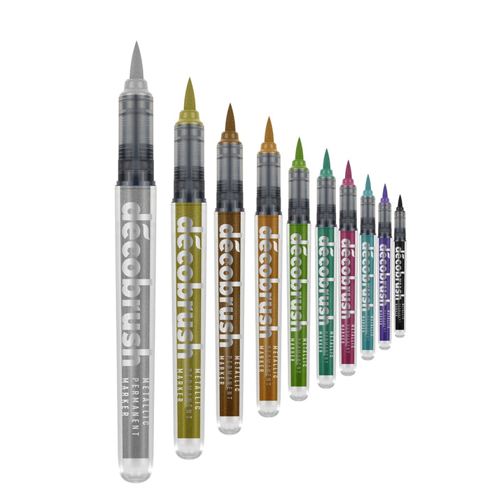 Karin DécoBrush Metallic Set of 10, Karin, Brush Pen, karin-decobrush-metallic-set-of-10, Multicolour, Cityluxe