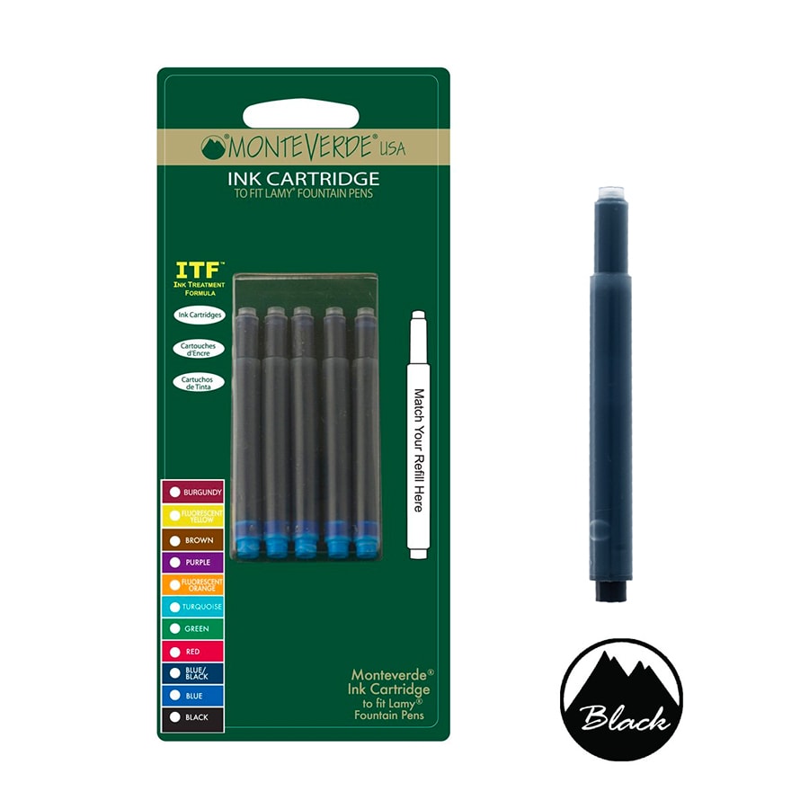 Monteverde Ink Cartridge For Lamy Fountain Pen Black — bottle front