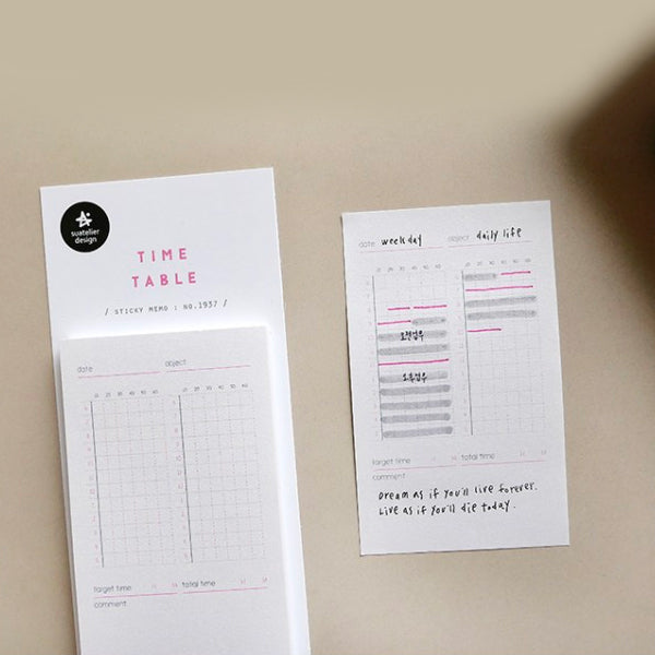 Suatelier Sticky Memo - Time Table — detail view