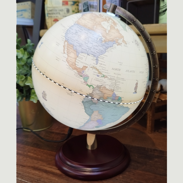 Load image into Gallery viewer, Luxo Antique Globe Map LED + Wood Base - 20cm, Luxo, Other, luxo-globes-antique-map-20cm-led-wood-base, globes, home decor, map, Cityluxe
