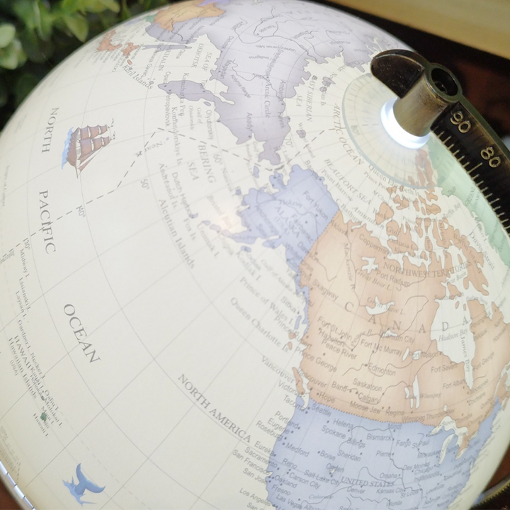 Luxo Antique Globe Map LED + Wood Base - 20cm, Luxo, Other, luxo-globes-antique-map-20cm-led-wood-base, globes, home decor, map, Cityluxe