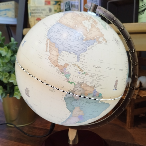 Load image into Gallery viewer, Luxo Antique Globe Map LED + Wood Base - 20cm, Luxo, Other, luxo-globes-antique-map-20cm-led-wood-base, globes, home decor, map, Cityluxe
