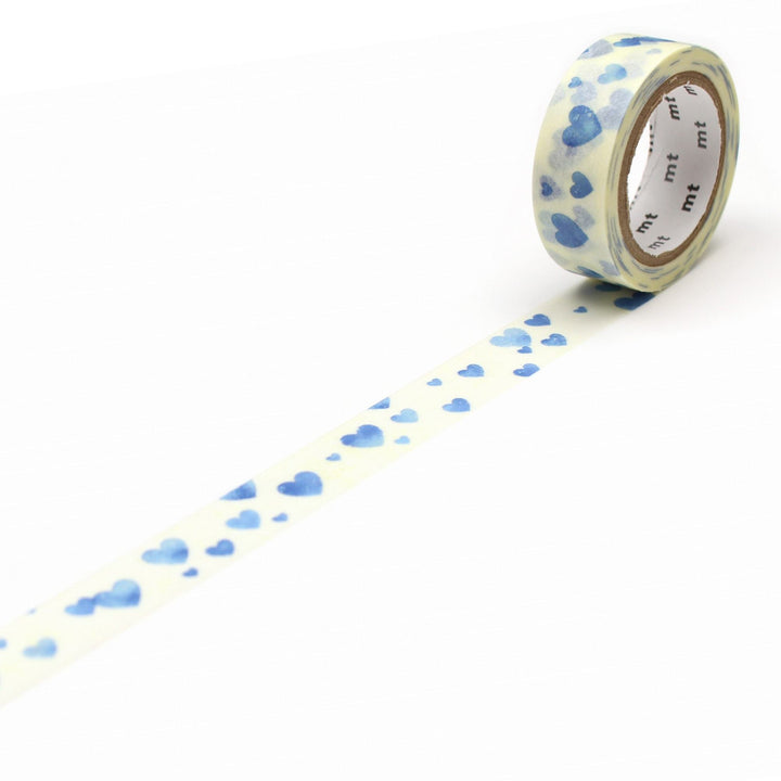MT Deco Washi Tape Heart Stamp Blue, MT Tape, Washi Tape, mt-deco-washi-tape-heart-stamp-blue, 7m, Cityluxe