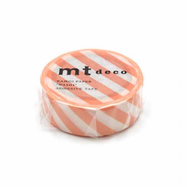 Load image into Gallery viewer, MT Deco Washi Tape Stripe Salmon Pink, MT Tape, Washi Tape, mt-deco-washi-tape-stripe-salmon-pink, 7m, Cityluxe
