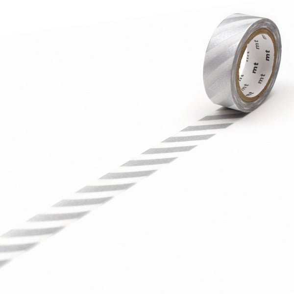 Load image into Gallery viewer, MT Deco Washi Tape Stripe Silver 2, MT Tape, Washi Tape, mt-deco-washi-tape-stripe-silver-2, 7m, Cityluxe
