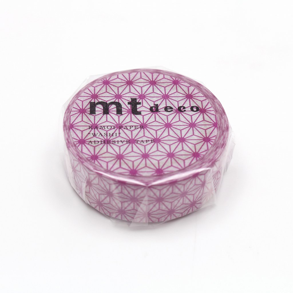 MT Deco Washi Tape Asanoha Wakamurasaki, MT Tape, Washi Tape, mt-deco-washi-tape-asanoha-wakamurasaki, mt2020aw, Red, Cityluxe