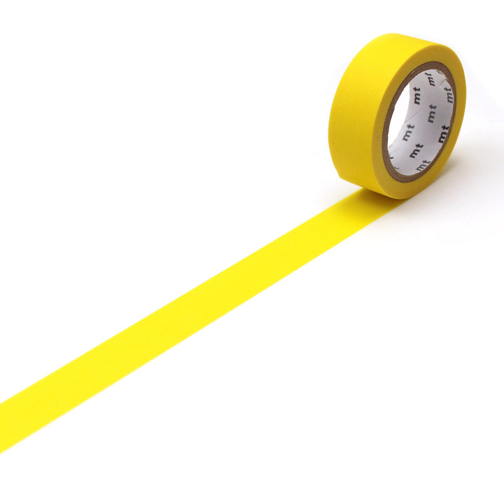MT Basic Washi Tape Matte Yellow — roll front
