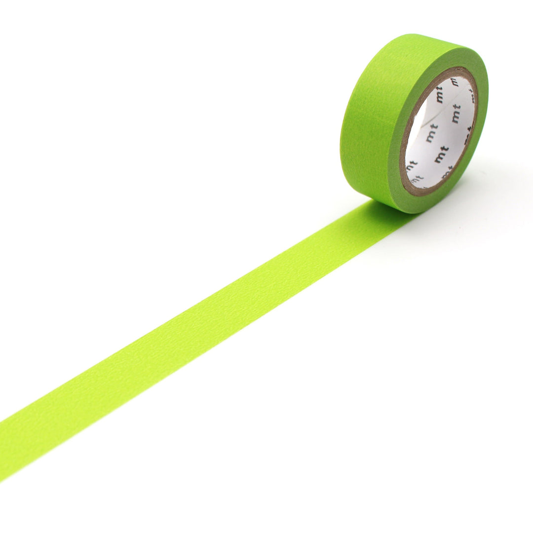 MT Basic Washi Tape Matte Yellowgreen — roll front