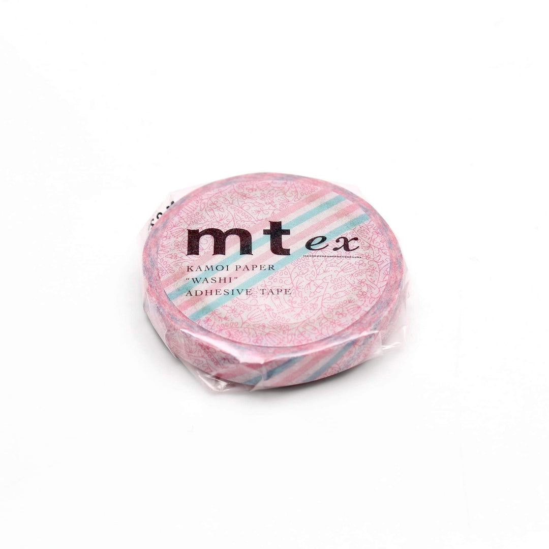 MT EX Washi Tape Pink Flower Stripe, MT Tape, Washi Tape, mt-ex-washi-tape-pink-flower-stripe, mt2020ss, Red, Cityluxe