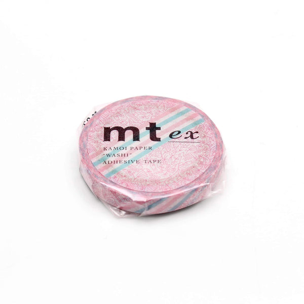 将图片加载到图库查看器，MT EX Washi Tape Pink Flower Stripe, MT Tape, Washi Tape, mt-ex-washi-tape-pink-flower-stripe, mt2020ss, Red, Cityluxe
