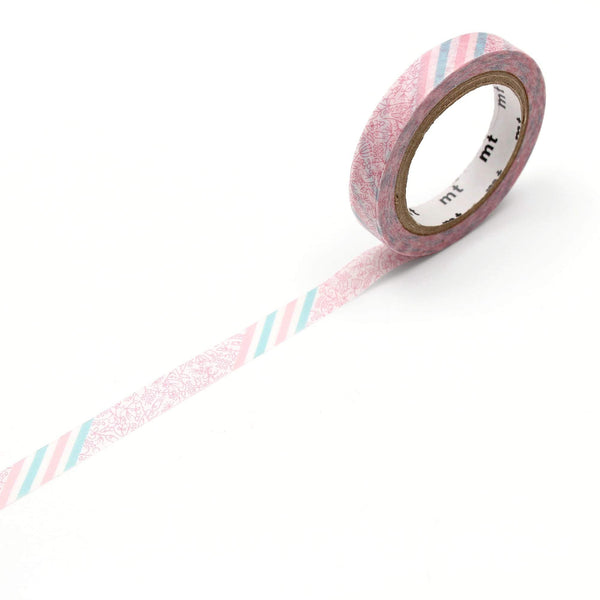Load image into Gallery viewer, MT EX Washi Tape Pink Flower Stripe, MT Tape, Washi Tape, mt-ex-washi-tape-pink-flower-stripe, mt2020ss, Red, Cityluxe

