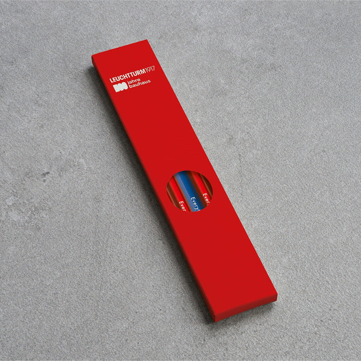 Leuchtturm1917 Bauhaus 100 Pencil Assorted Unit (4xRed, 1xRoyal Blue) — capped