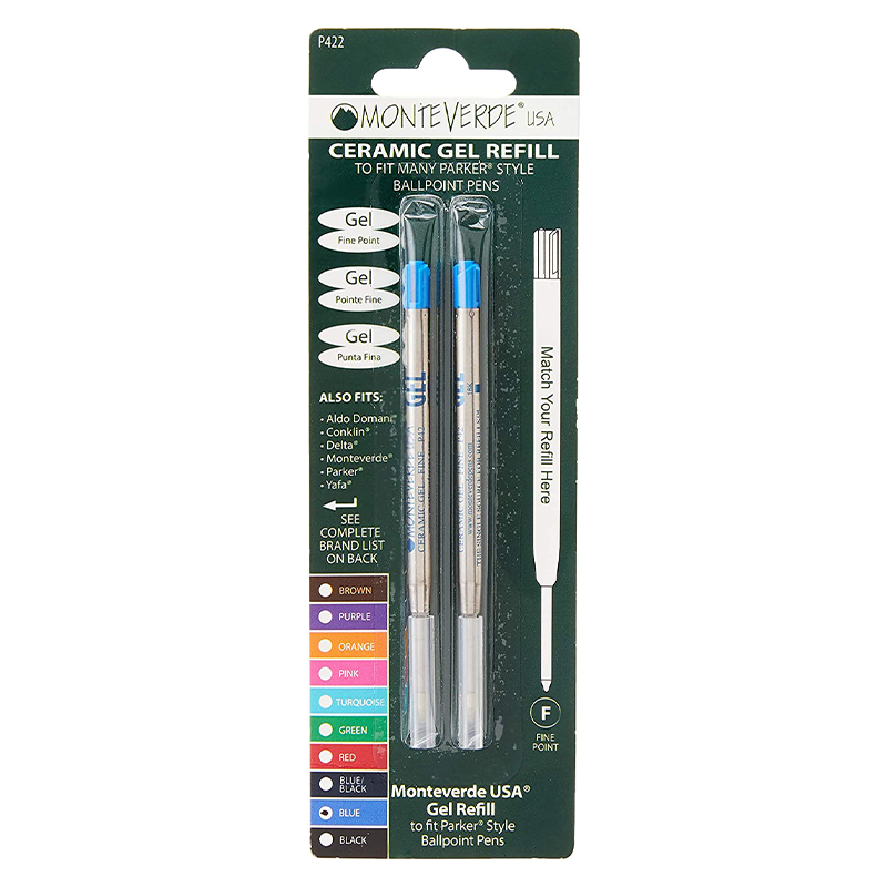 Monteverde Capless Gel Refill To Fit Parker Ballpoint Pen - Blue Fine (Pack of 2), Monteverde, Ballpoint Pen Refill, monteverde-capless-gel-refill-to-fit-parker-ballpoint-pen-blue-fine-pack-of-2, ballpoint refill, blue refill, fine, Pack of 2, parker style bp refill, Cityluxe