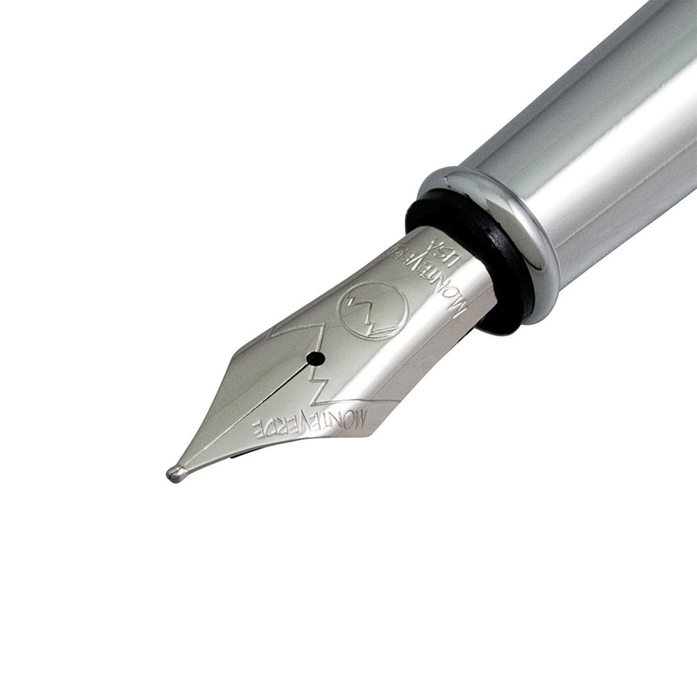 Monteverde Impressa Fountain Pen Black/Chrome Medium — barrel detail