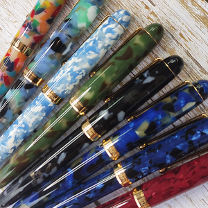 Onishi Seisakusho Cellulose Acetate Fountain Pen Blue Marble, Onishi, Fountain Pen, onishi-handmade-fountain-pen-acetate-blue, Blue, Bullet Journalist, can be engraved, Fountain Pen, Hand made, New December, Pen Lovers, Cityluxe